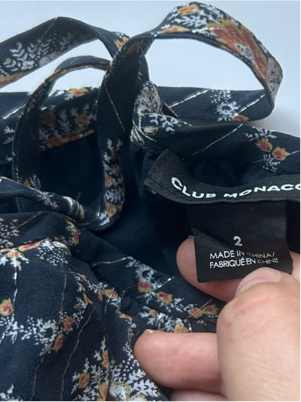 Club Monaco silk Floral Off-Shoulder Midi Dress with Halter Strap - Picture 6 of 10